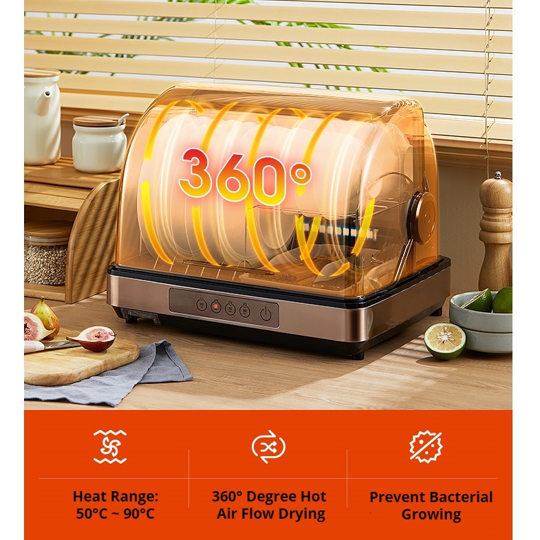 42L UV Light Sterilize Dish Drainer Dryer Machine Rack 90°C Hot Air