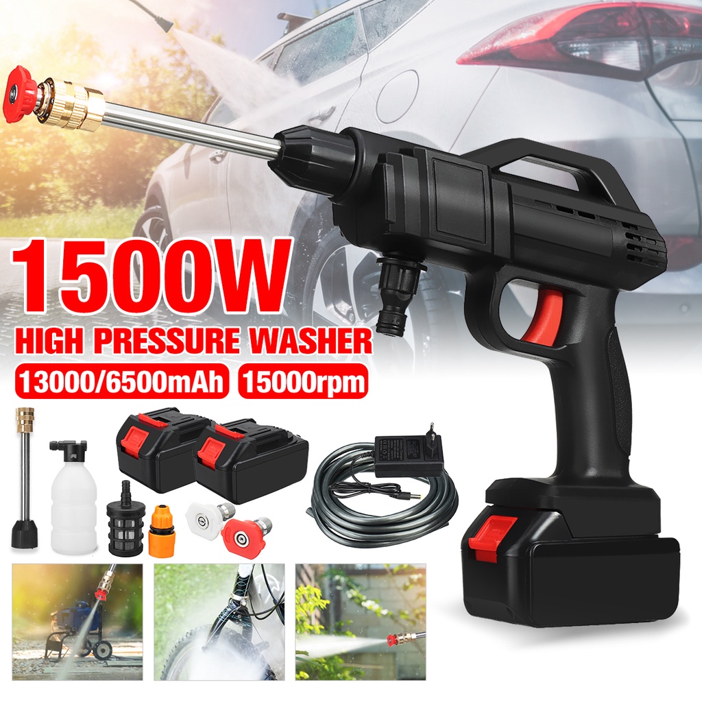 1500W Cordless High Pressure Car Washer Spray Electric Water Guns Machine Rechargeable Car Wash