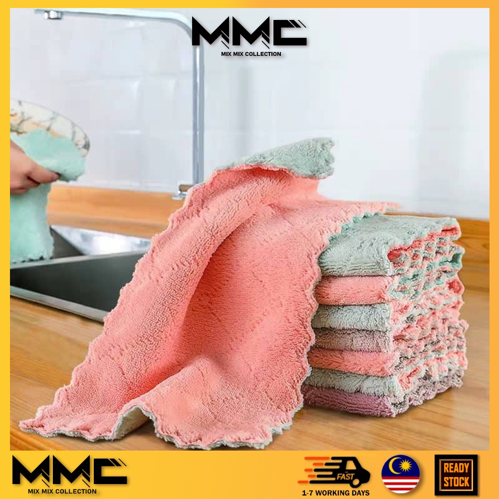 🔥READY STOCK🔥Kitchen Dish Towel Rag Nonstick Oil Doublelayer Dish