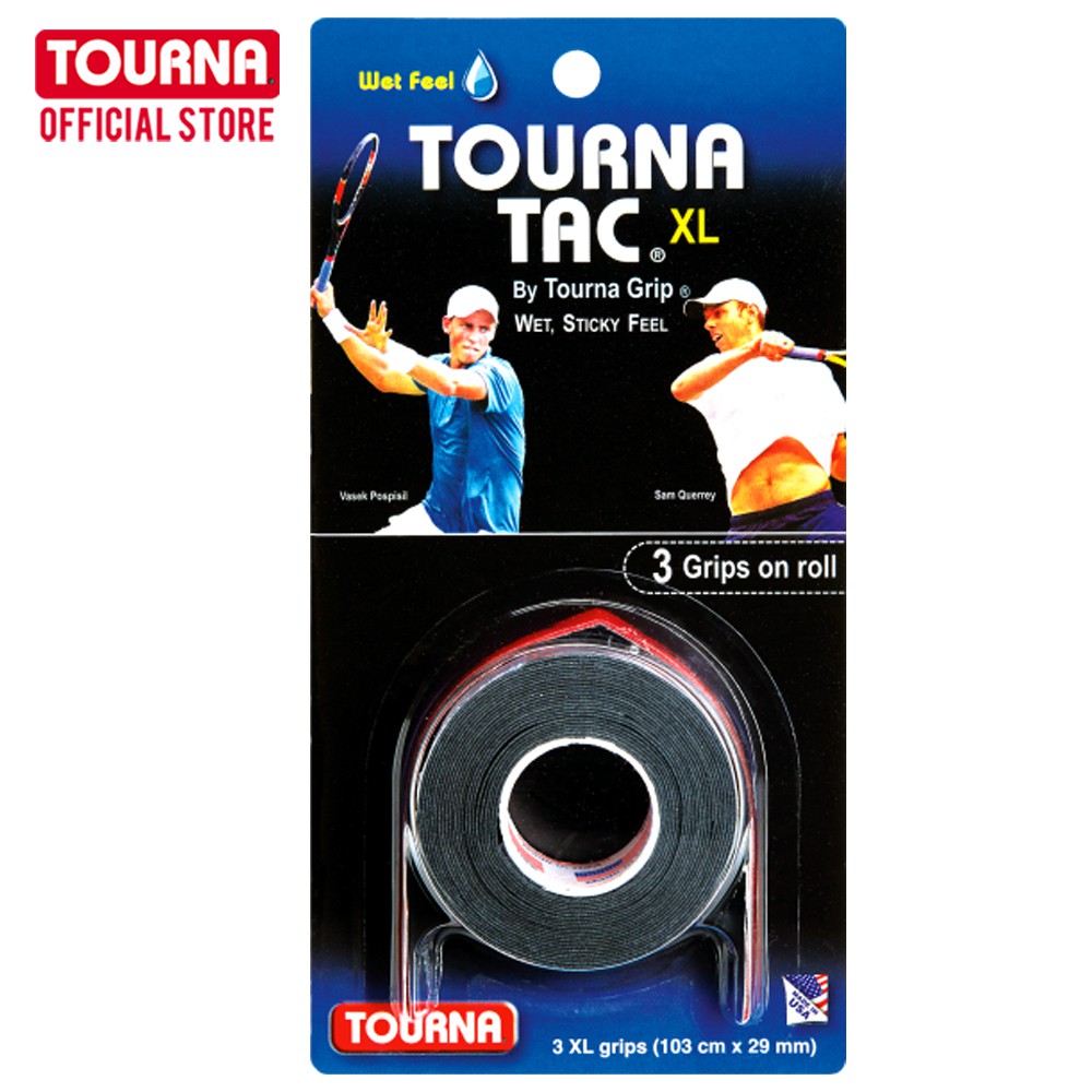 TOURNA TAC 3 Piece Sticky Grip Tape Black3 XL grips on roll Tennis