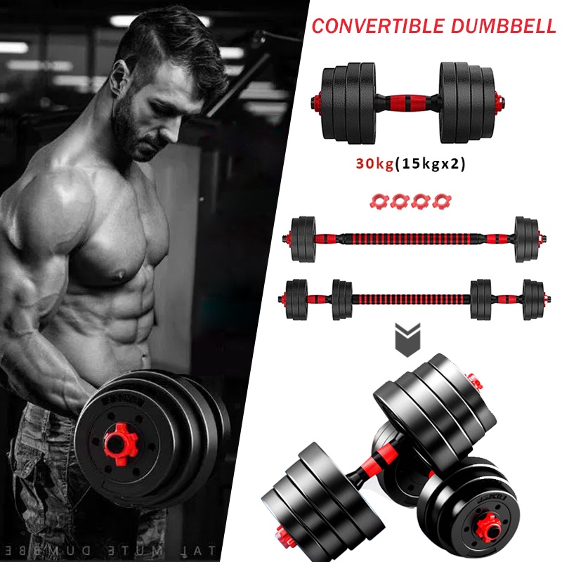 20kg Dumbbell & Barbell 2 in 1 Dumbbell Set & Adjustable Barbell