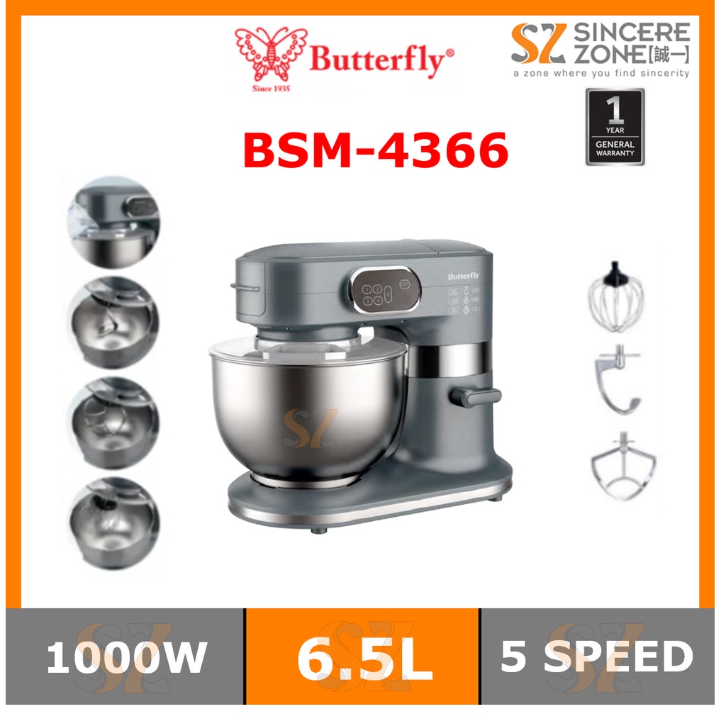BUTTERFLY BSM4366 6.5L HEAVY DUTY COMMERCIAL STAND MIXER 5 SPEED