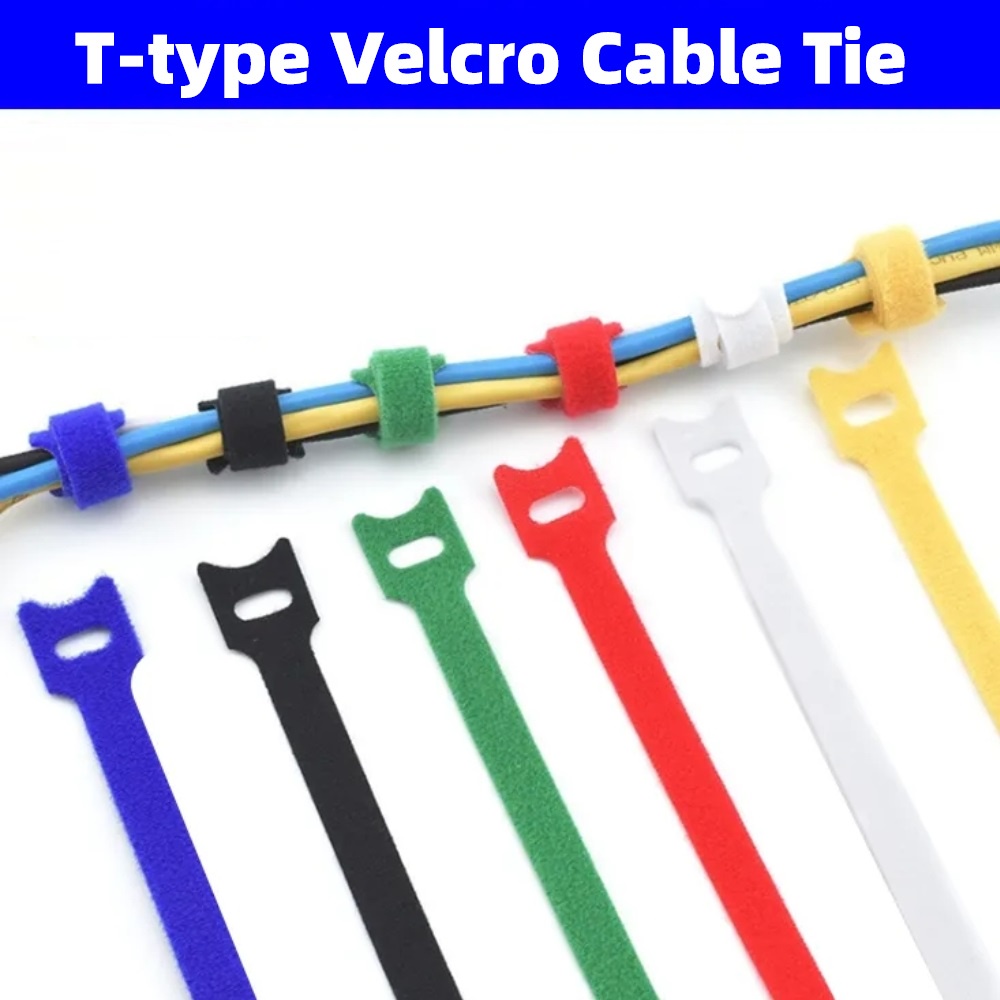 1pc TType Velcro Cable Tie Wire Reusable Cord Organizer Computer Data Strap Home Ties Headphone