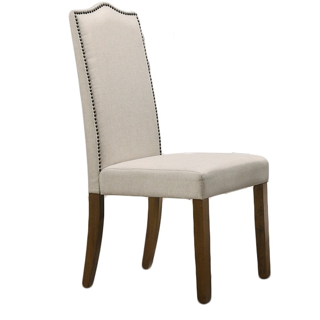 YD 2pc/set Camel Back Nail Head Trim Ivory Dining Chair Parson Chair