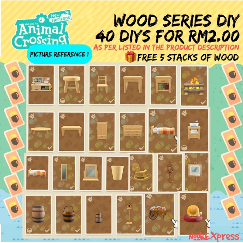 Animal Crossing [SET] Wood Series DIY (40) 🎁Free Wood Shopee Malaysia