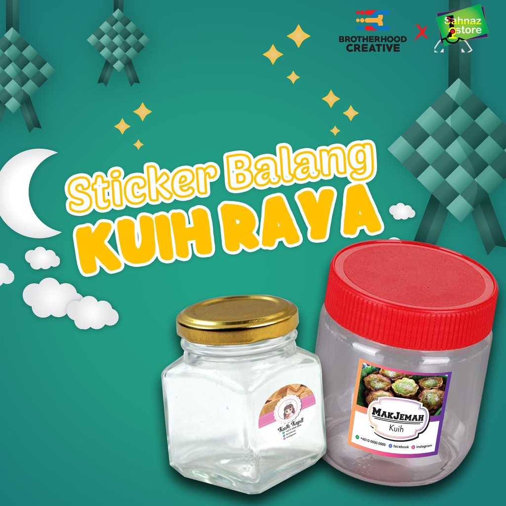 Sticker untuk balang kuih raya 2020 Shopee Malaysia