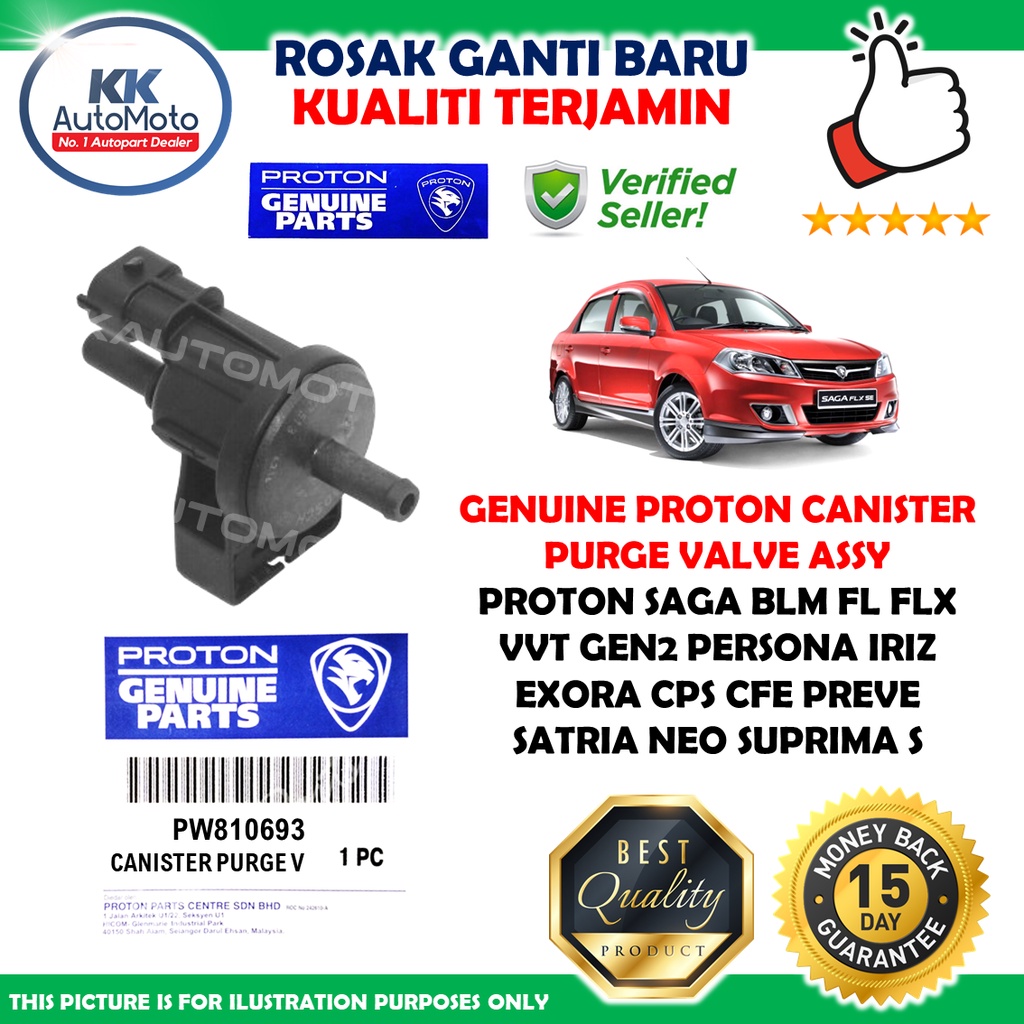 Genuine Proton Canister Purge Valve PW810693 Proton Saga BLM FL FLX VVT Persona Iriz Exora Preve