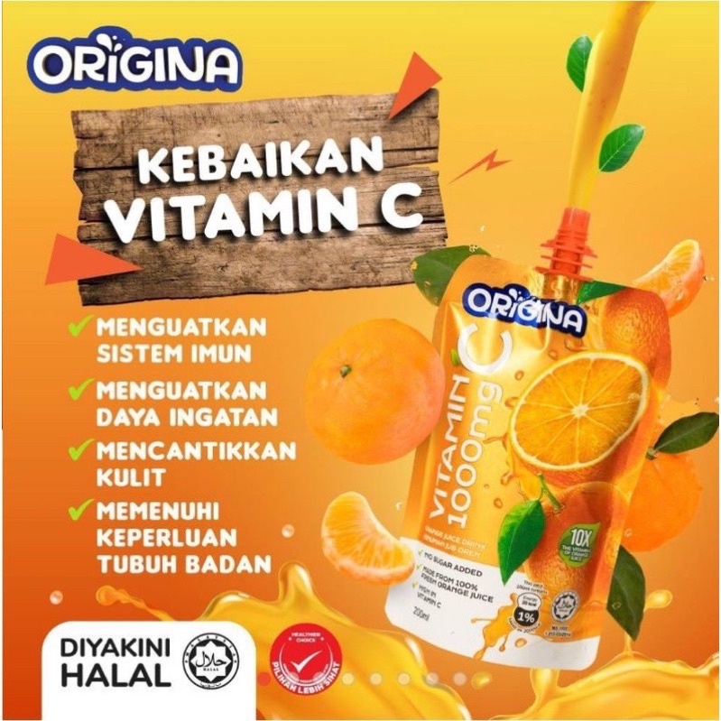 [ORIGINA] ORANGE JUICE VITAMIN C 1000mg 6X200ML MADE FROM 💯 FRESH