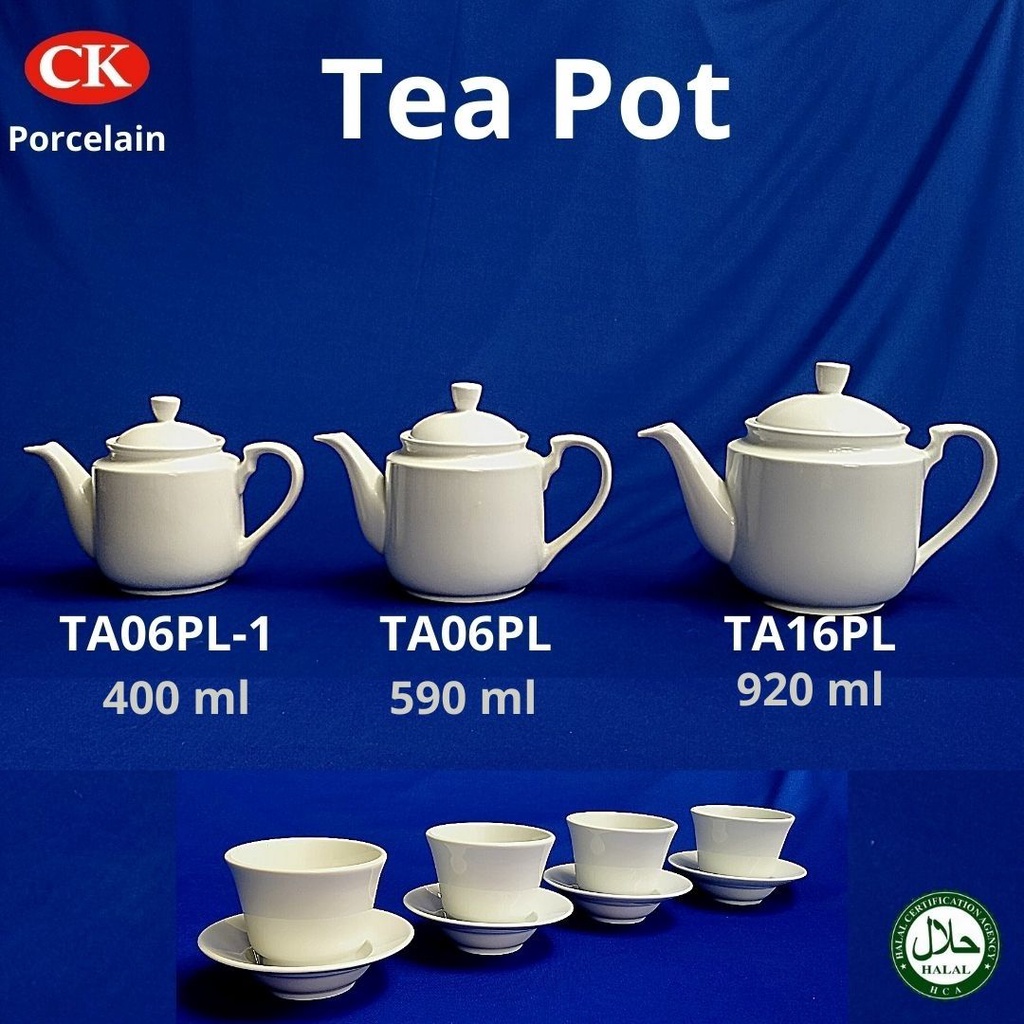CK Porcelain, Tea Pot / Teapot / White Teapots / Ceramic Pot / Coffee
