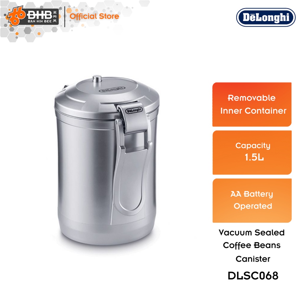 Delonghi Vacuum Coffee Canister 500g For Coffee Beans Storage; Battery