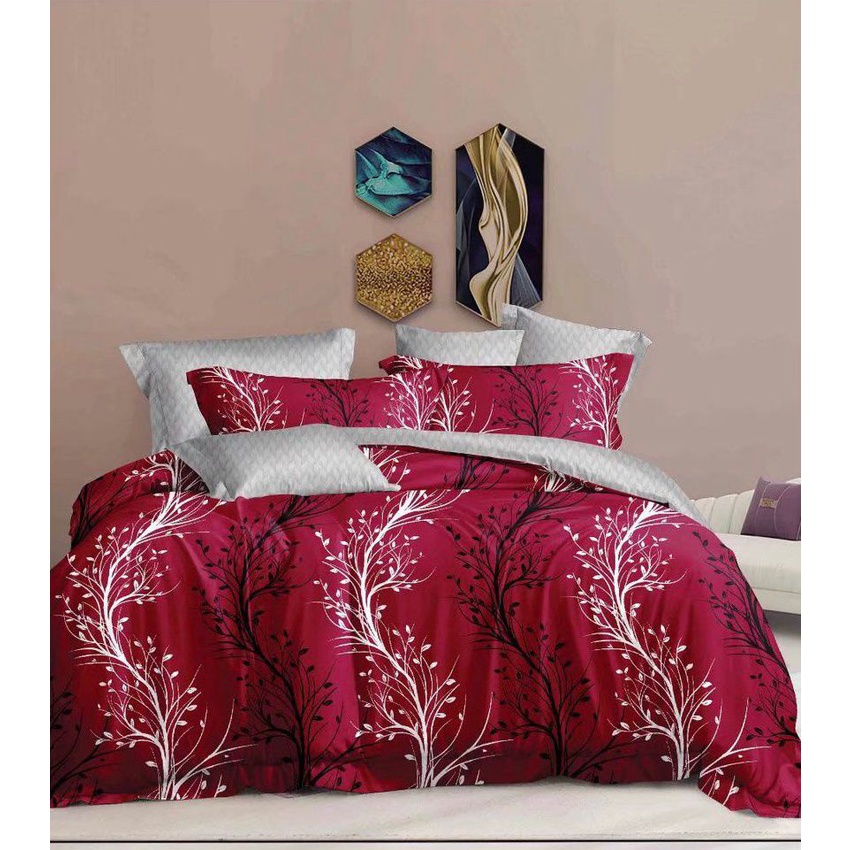 TOP CADAR COMFORTER 5D (7IN1) SET 100 COTTON BEDSHEET QUEEN & KING