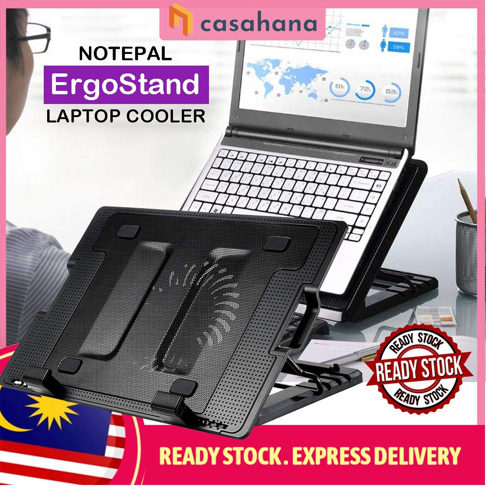 🔥ERGOSTAND LAPTOP COOLER🔥 Cooling Pad Height Adjustable 2 USB Ports