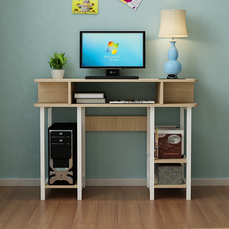 Computer desk household simple with bookshelf double deck desk desk