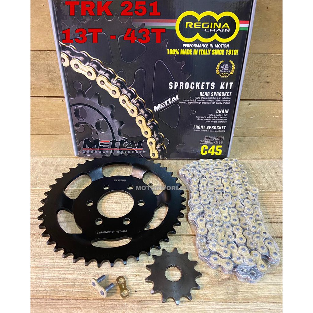 REGINA BENELLI TRK251 LEONCINO 250 SPROCKET CHAIN KIT SET RANTAI SPOKET