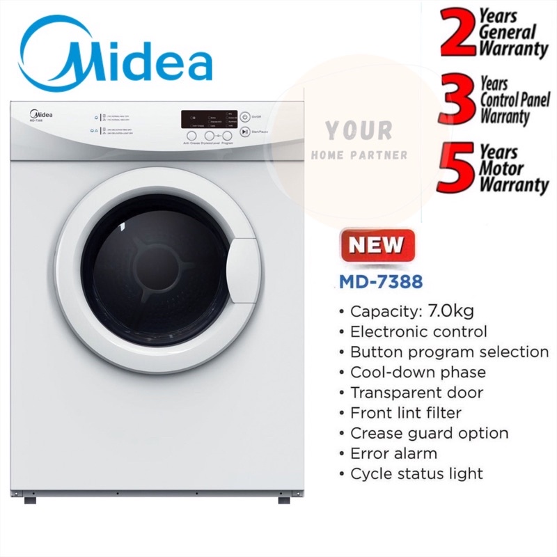 Midea Tumble Dryer MD7388 7KG / 5 Years Motor Warranty Shopee Malaysia