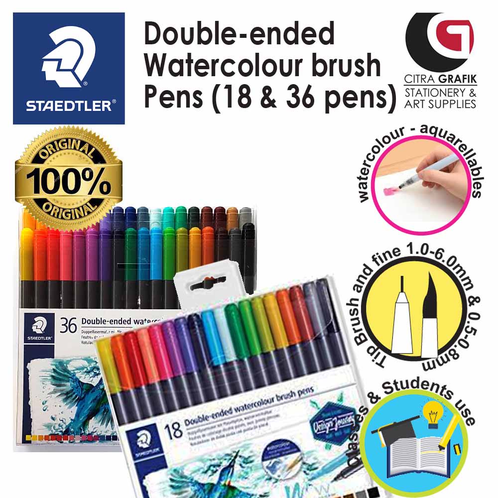 Staedtler Watercolour Brush Pen Doubleended Twin Tip (Set of 18 / 36