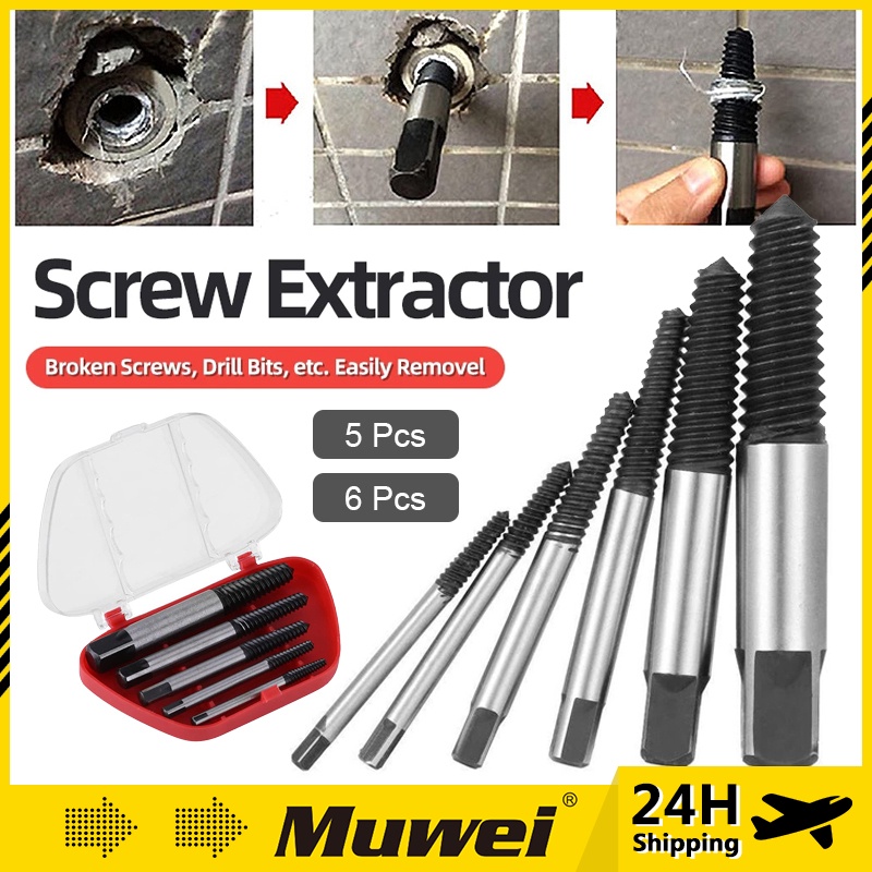 5/6PCS Extractor Drill Bits Tool Broken Damaged Bolts Remover Tool With
