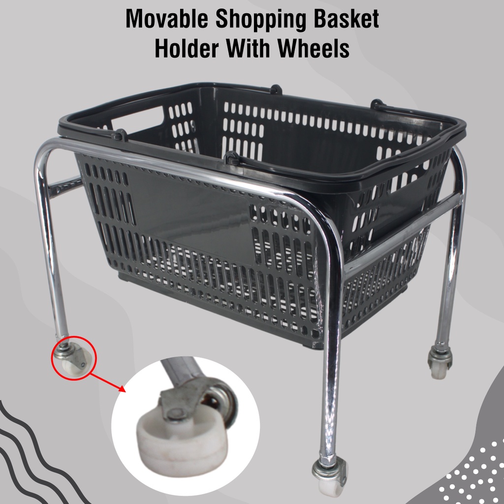 JME Ready Stock Basket Holder with Whell Shopping Basket Holder Shopping Basket Cart Shopee