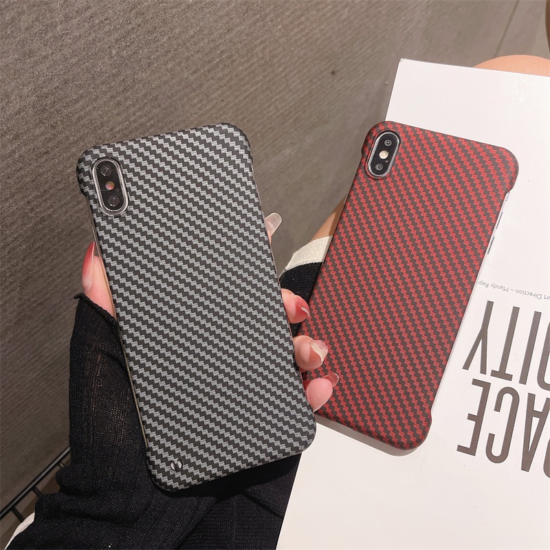 Frameless Ultra Thin Carbon Fiber PC Hard Phone Case For iPhone X XR XS Max 7 8Plus Shockproof