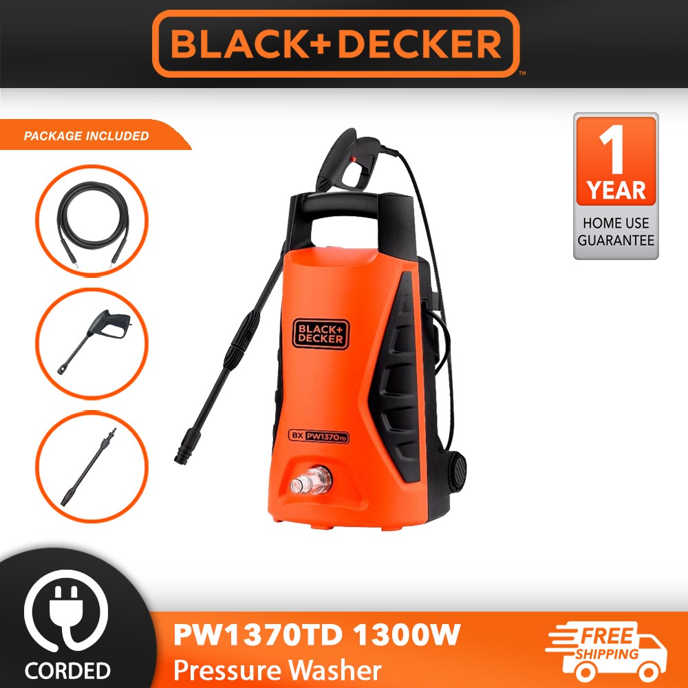 BLACK & DECKER Water Jet High Pressure Washer (1300W) PW1370TD Shopee