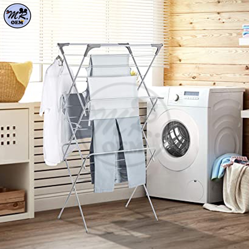 MR OEM Foldable Clothes Drying Laundry Hanging Space Saving ZigZag Rack