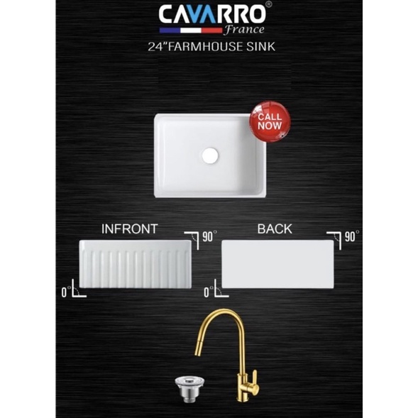 REVERSIBLE 24" FIRECLAY FARMHOUSE KITCHEN SINK 8" Deep Shopee Malaysia