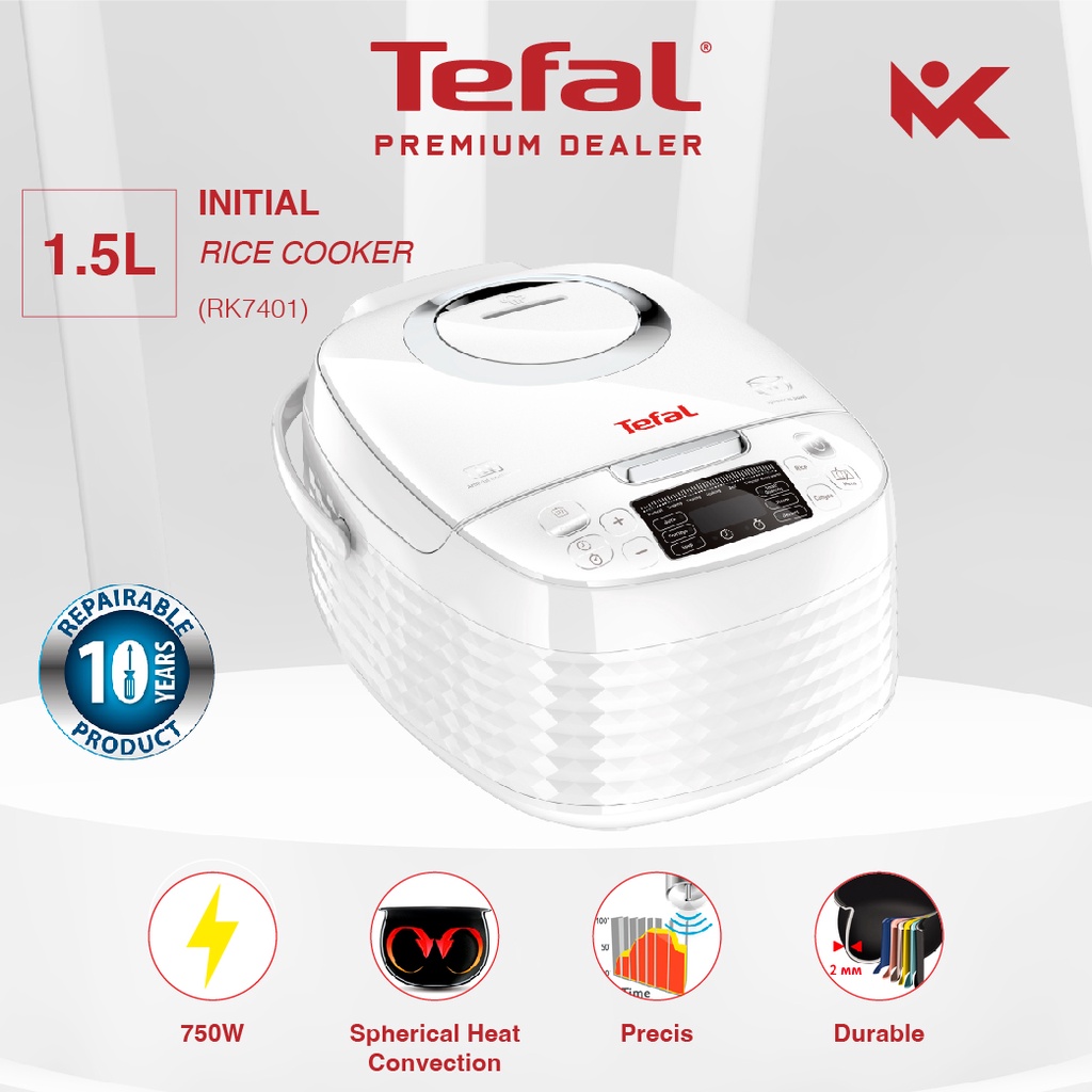 Tefal Initial AI 1.5L 750W Fuzzy Logic Rice Cooker (white) (RK7401