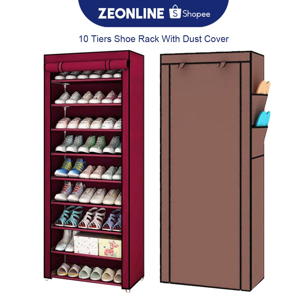 XG10 10 Tier Shoe Rack Dust Cover Shopee Malaysia