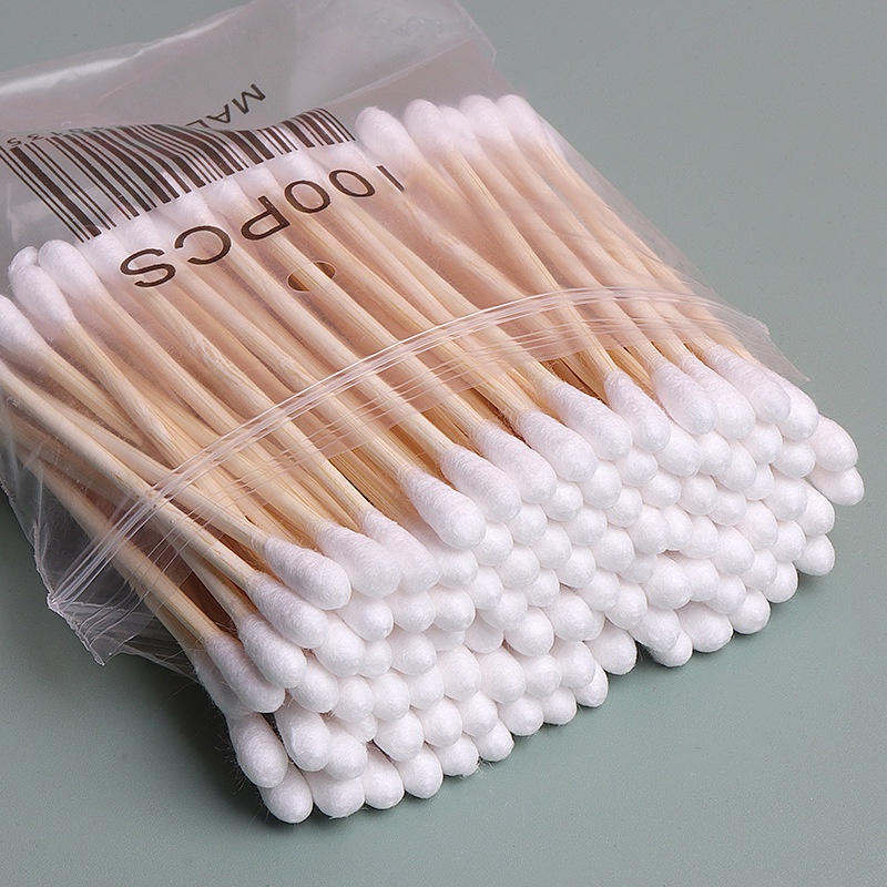 100PCS/Lot Makeup Cotton Swabs Double Head Micro Wood Brushes Eyelash