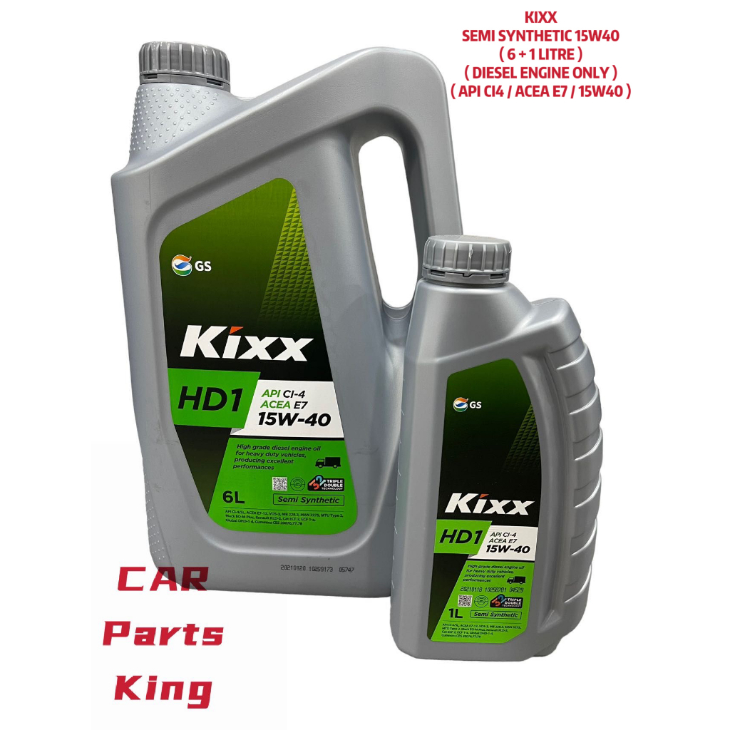 KIXX HD1 15W40 7 LITERS ( 6+1 LITRE = 7 LITRE ) DIESEL ENGINE OIL FULLY SYNTHETIC 15W40 API CI