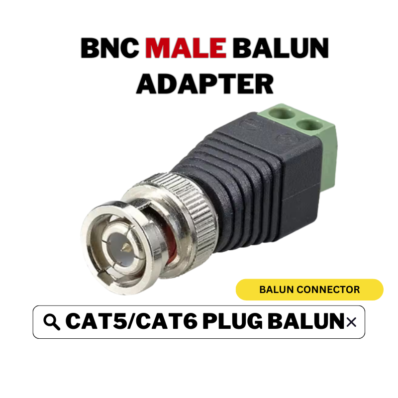 HIKVISION CCTV Male Balun Connector Adapter for Coax CAT5 CAT6 CAT7 to