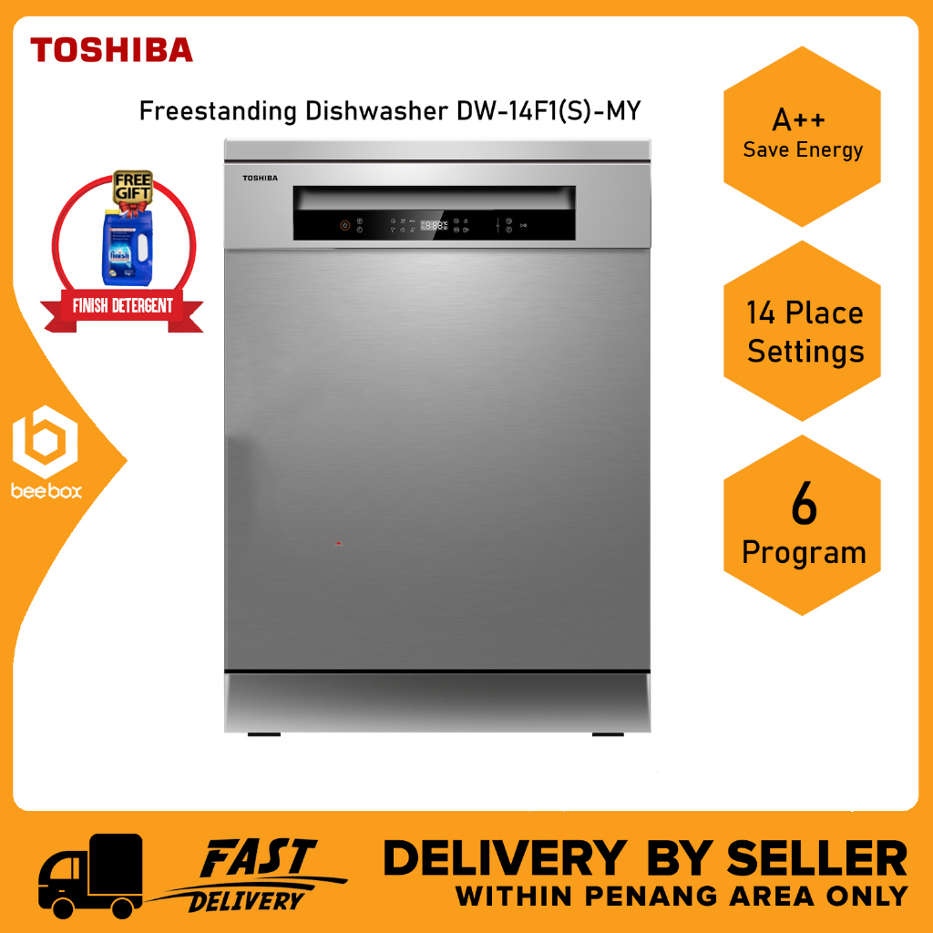 Toshiba DW14F1 Free Standing Dishwasher UVLED AntiBacterial Dual