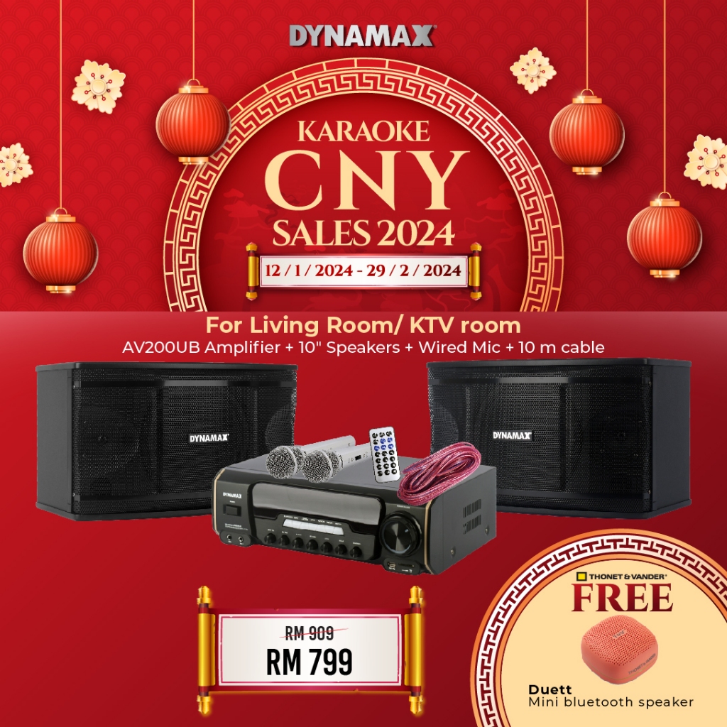 DYNAMAX Karaoke Set Karaoke System MX10UB/AV200UB Karaoke Amplifier