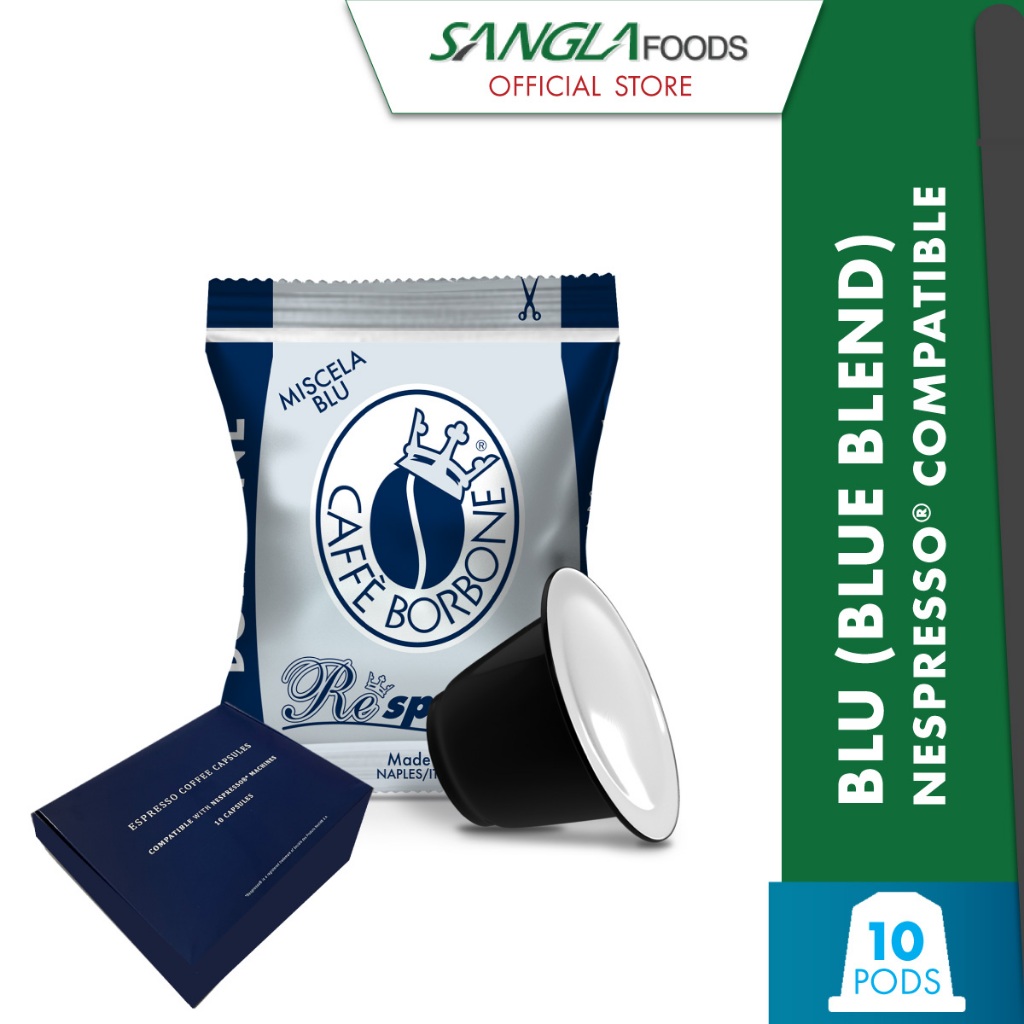 Caffe Borbone BLU Miscela (Blue Blend) Nespresso® Compatible Espresso Coffee Capsules (10 pods