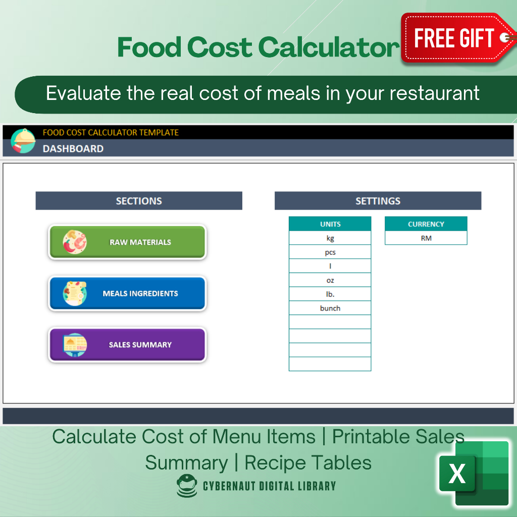 Excel Template Food Cost Calculator Template (Free 12in1 Bundle