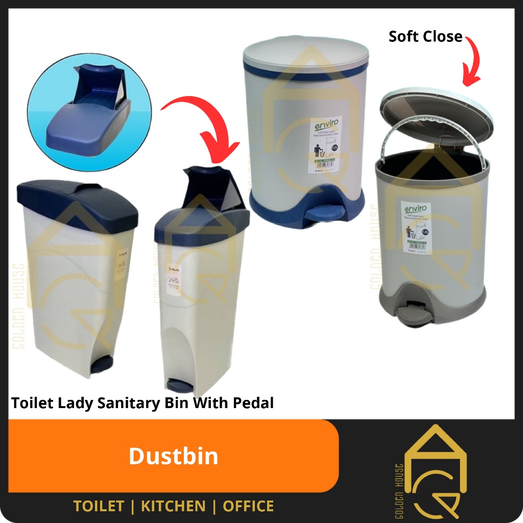 GDH LAVA 17Lt Step Dustbin Sanitary Bin Pedal Dustbin Tong Sampah