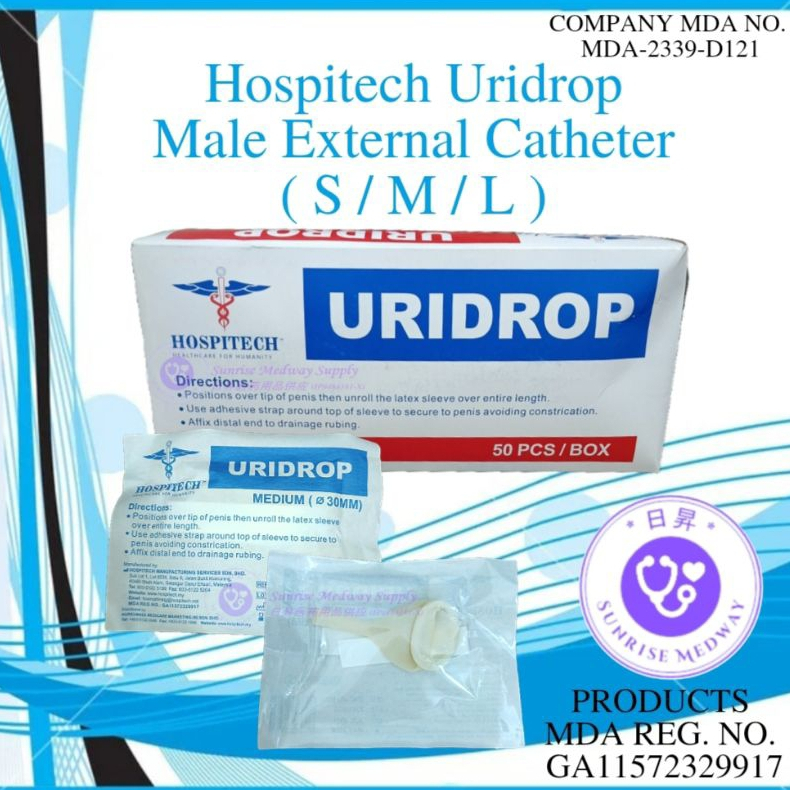 Hospitech Uridrop, Male External Catheter, 1 pc/pkt (S/M/L) Shopee