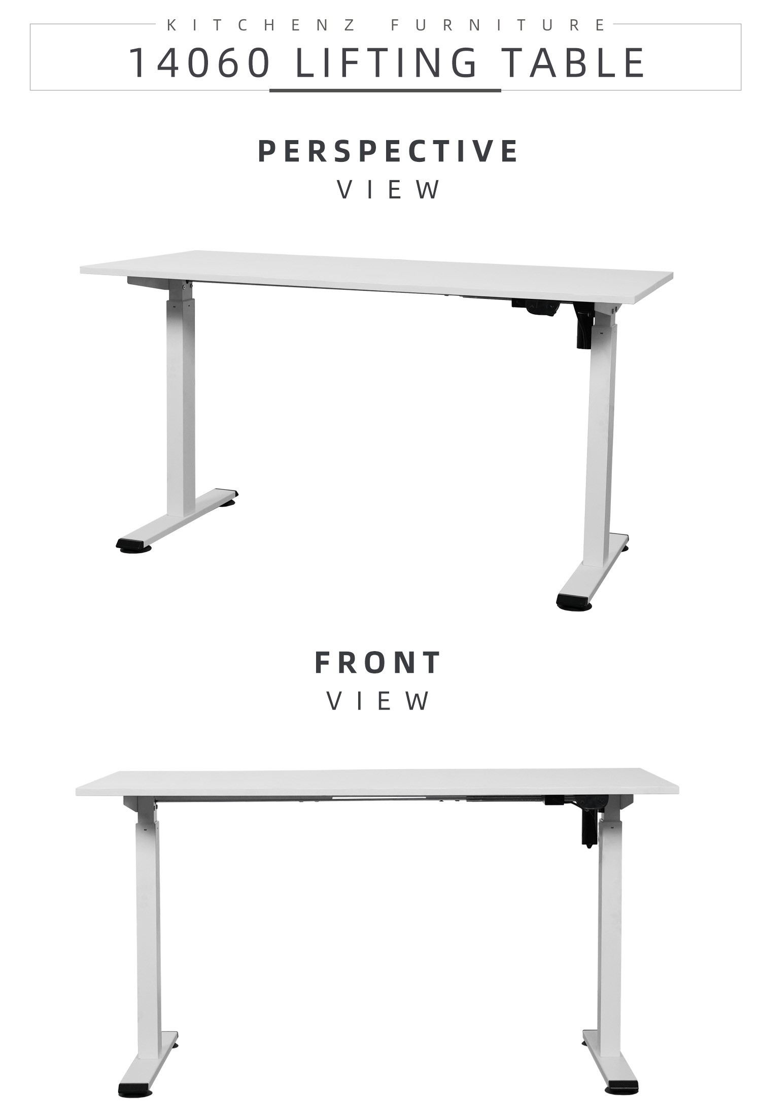 KitchenZ 120CM/140CM Smart Lifting Office Desk Melamine Table Top Metal