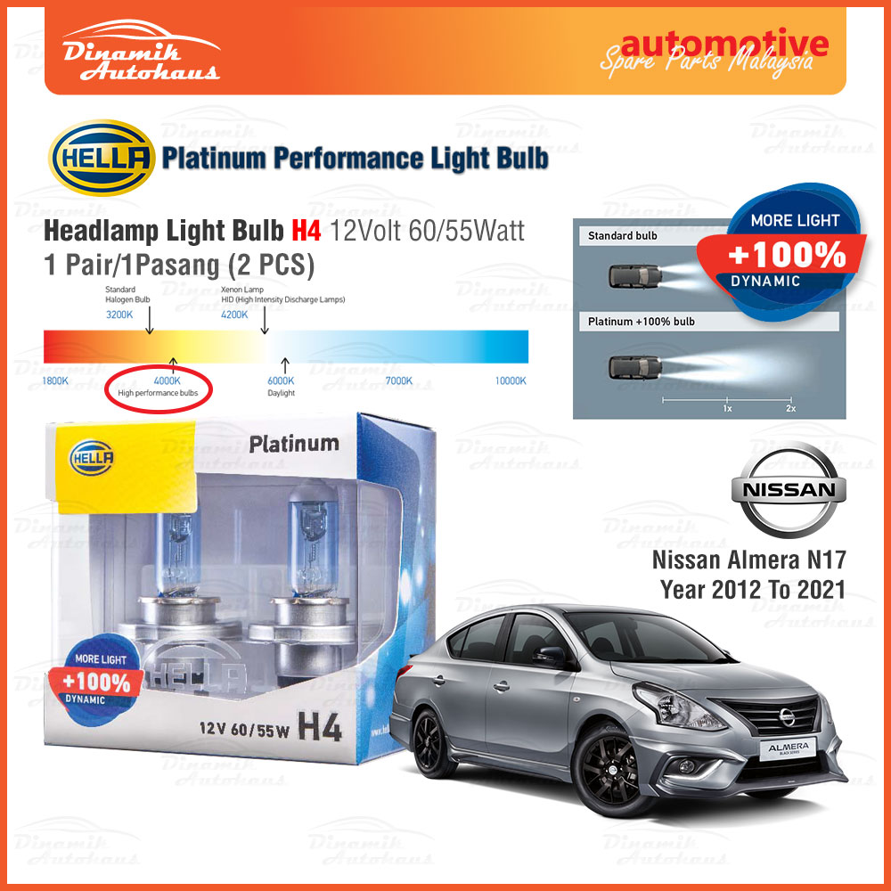 Nissan Almera N17 Year 2012 To 2021 Car Headlamp Light Bulb 1 Pair