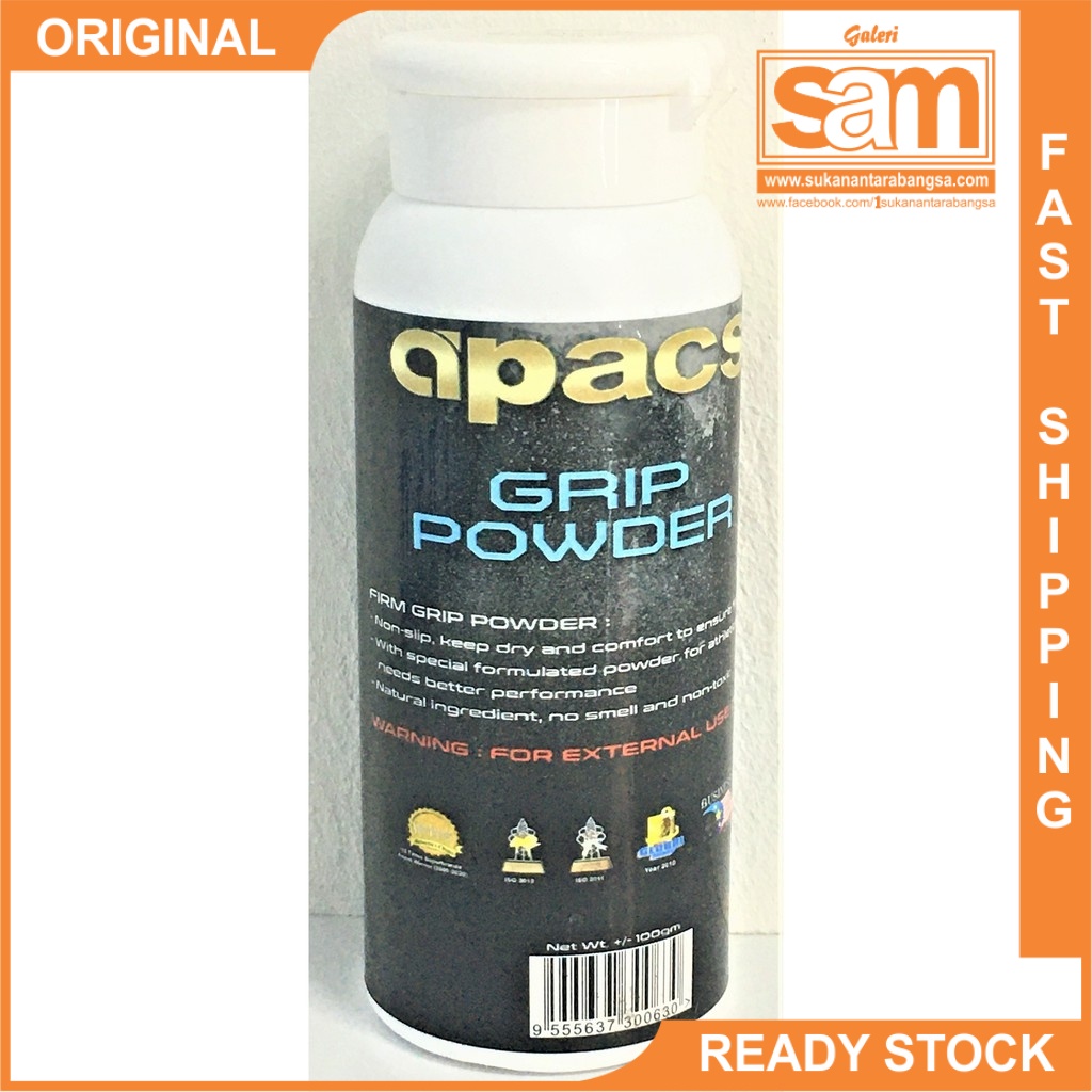 APACS Grip Powder for Badminton Tennis & Squash Rackets + Gym (100