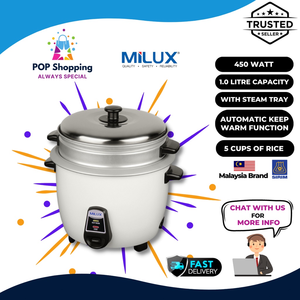 MILUX Convention Rice Cooker With Steam Tray MRC2110 (1L) , MRC2128L 2
