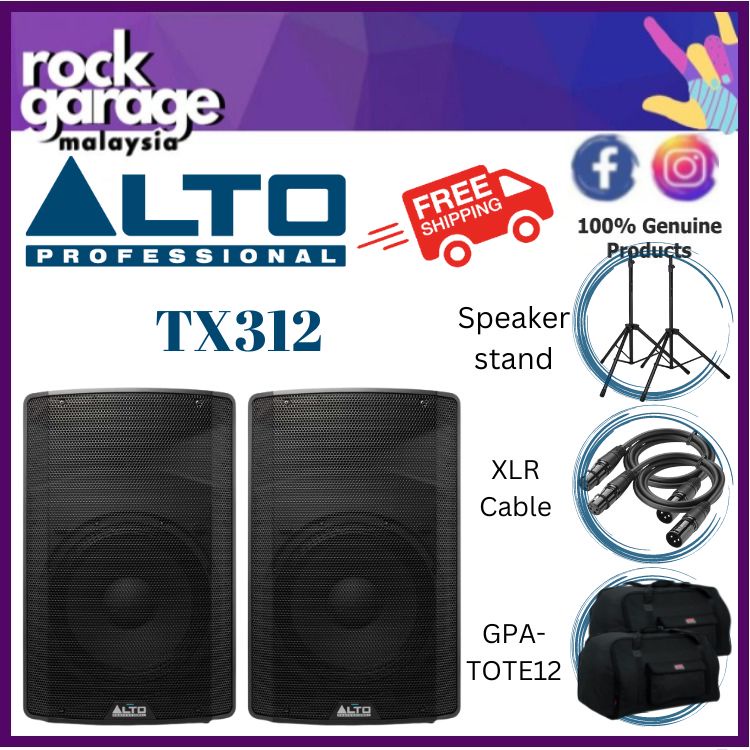 Alto TX312 12" 2-Way Powered Loudspeaker with Stand, Cable Gator GPA