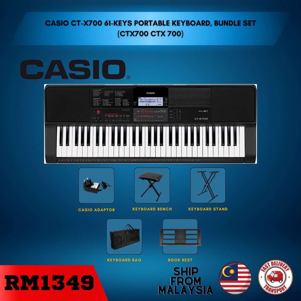 Casio CTX700 61Keys Portable Keyboard, Bundle Set (CTX700 CTX 700