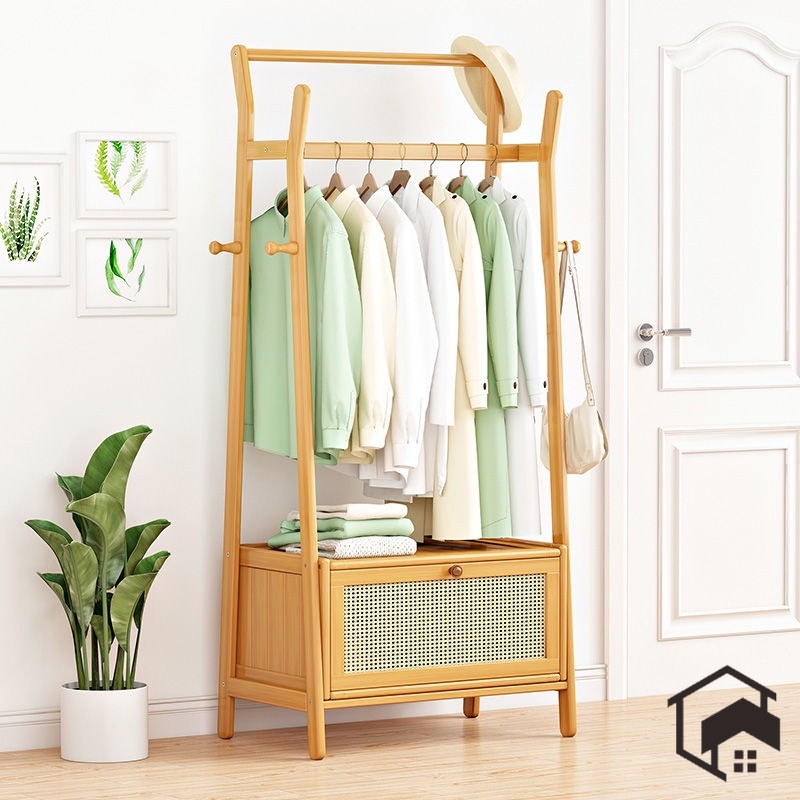 FloorStanding Coat Rack Double Pole Bedroom Household Clothes Rack