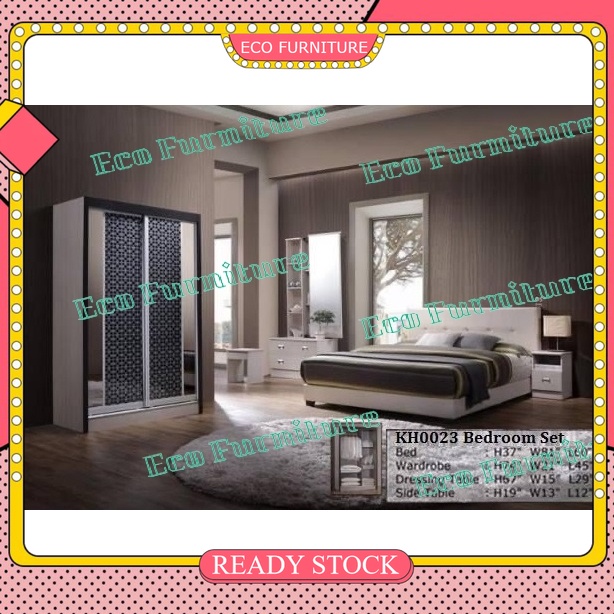 ALL IN Queen Bedroom Set Queen Bed Frame 8Inch Foam Mattress Wardrobe