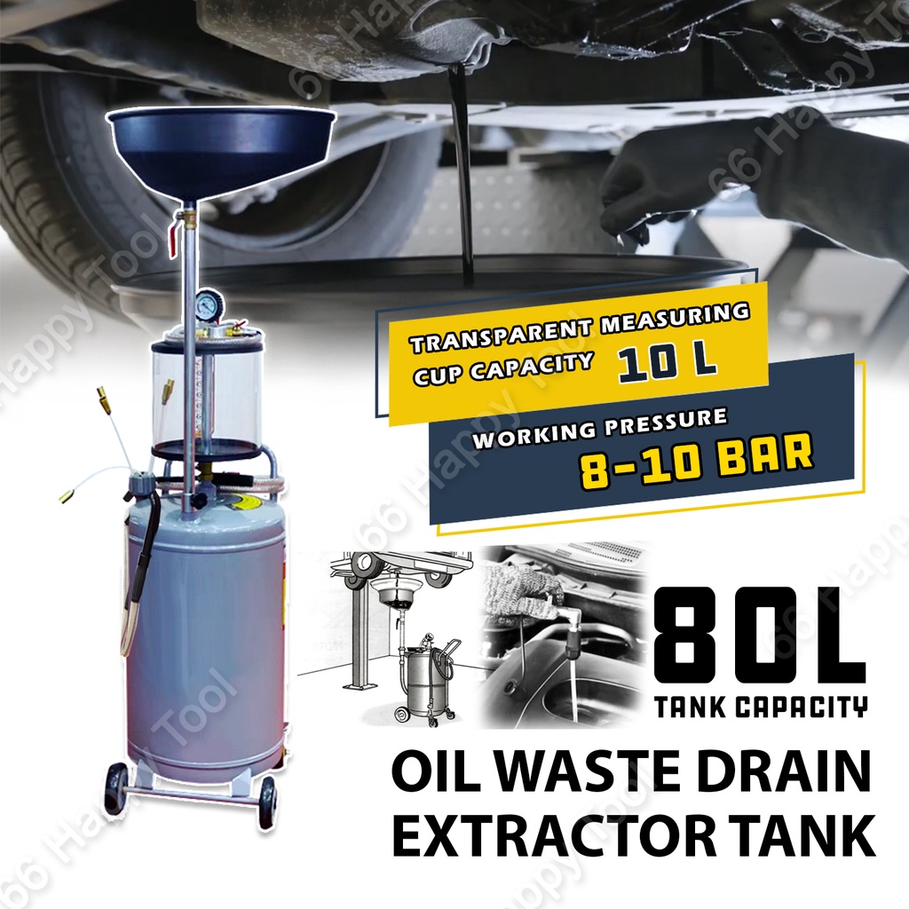 80L Portable Oil Waste Drain Extractor Tank Air Operated Drainer Heavy