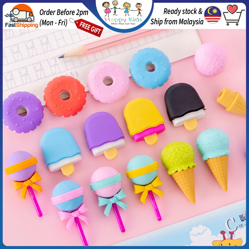 [Happy Kids] Yummy Dessert Erasers Set Detachable Cute Candy Rubber