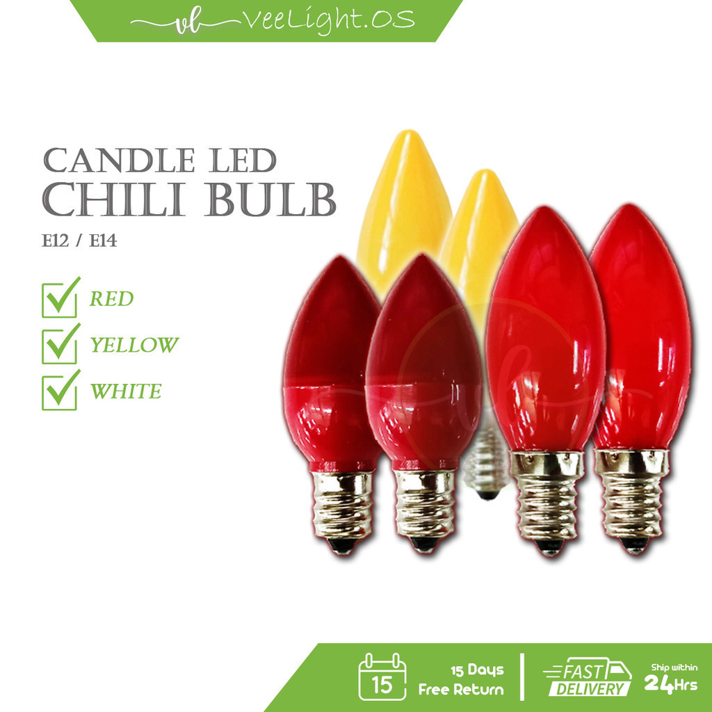 💡2 PCS Altar Red Bulb Mentol LED Praying Light Chili Red Candle Bulbs