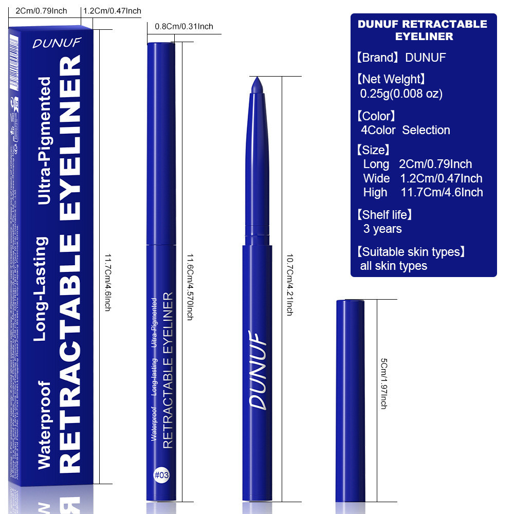 DUNUF Matte Glitter Gel Eyeliner Pencil Smooth Waterproof Blue Black