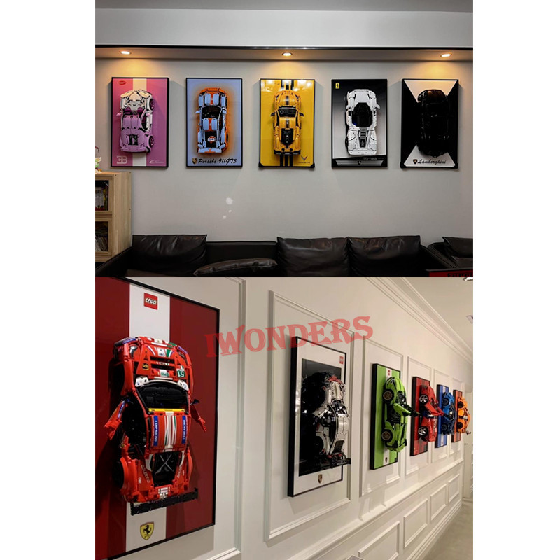 Building Blocks Car Aluminum Alloy Photo Frame Exhibit HD Mirror